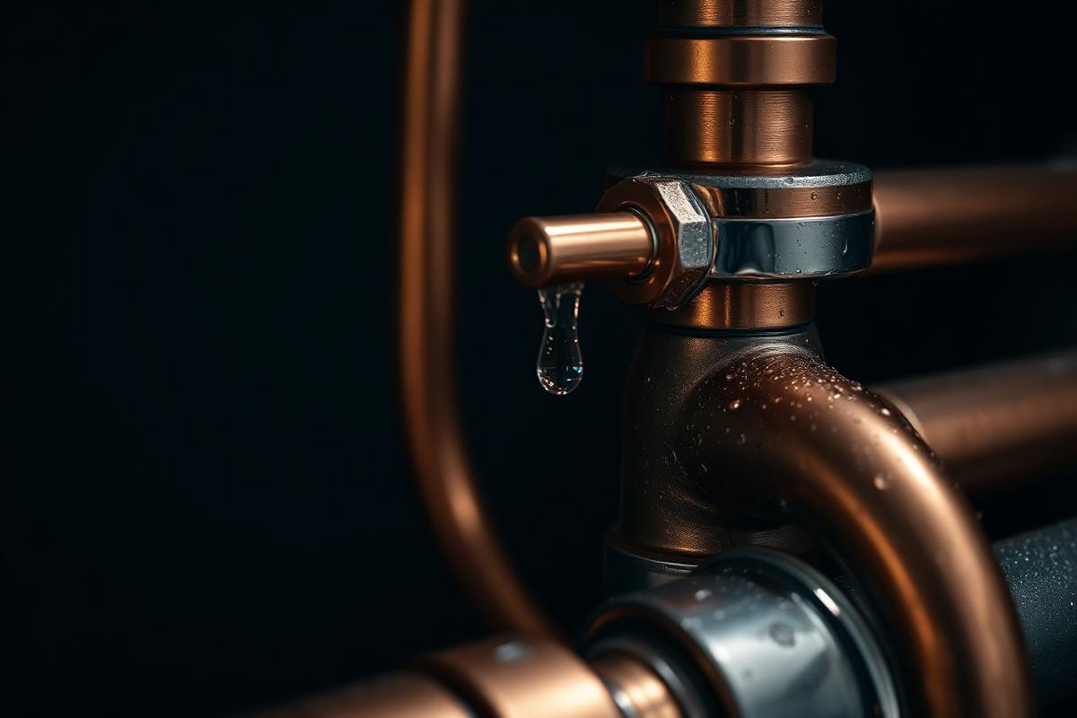 Polished copper plumbing pipes
